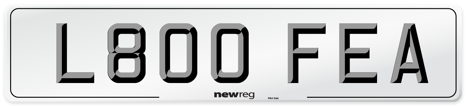 L800 FEA Number Plate from New Reg